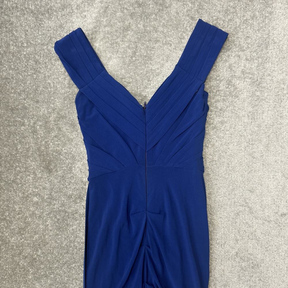 Nicole Miller Dress Womens 4 Blue Sleeveless V Neck Pleated Ruched Cocktail USA - Picture 10 of 11